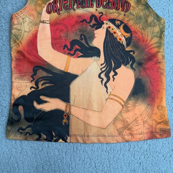 The Travel Collection art nouveau graphic tank top orange red sleeveless size L - Picture 5 of 8